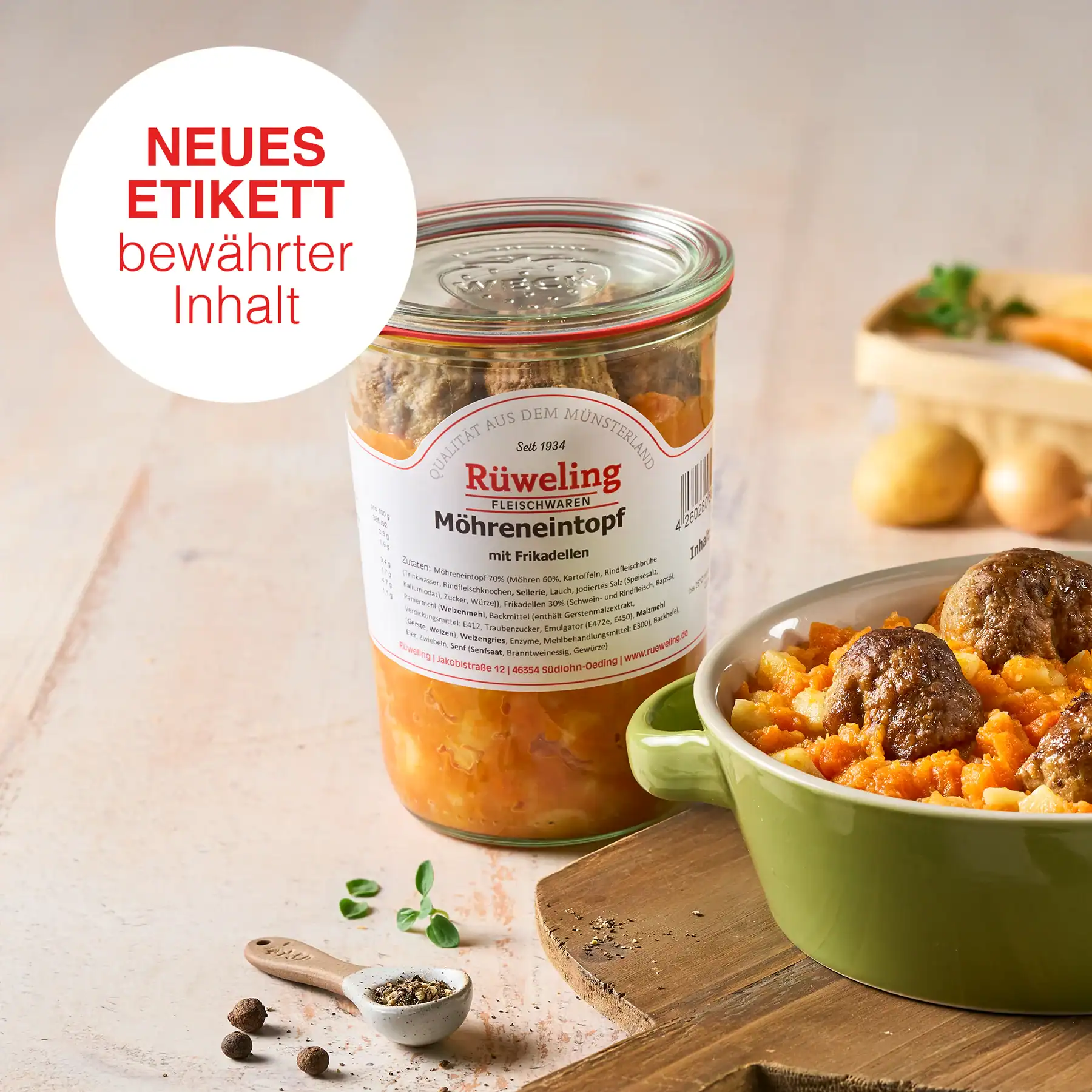 Möhreneintopf mit 4 kl. Frikadellen
