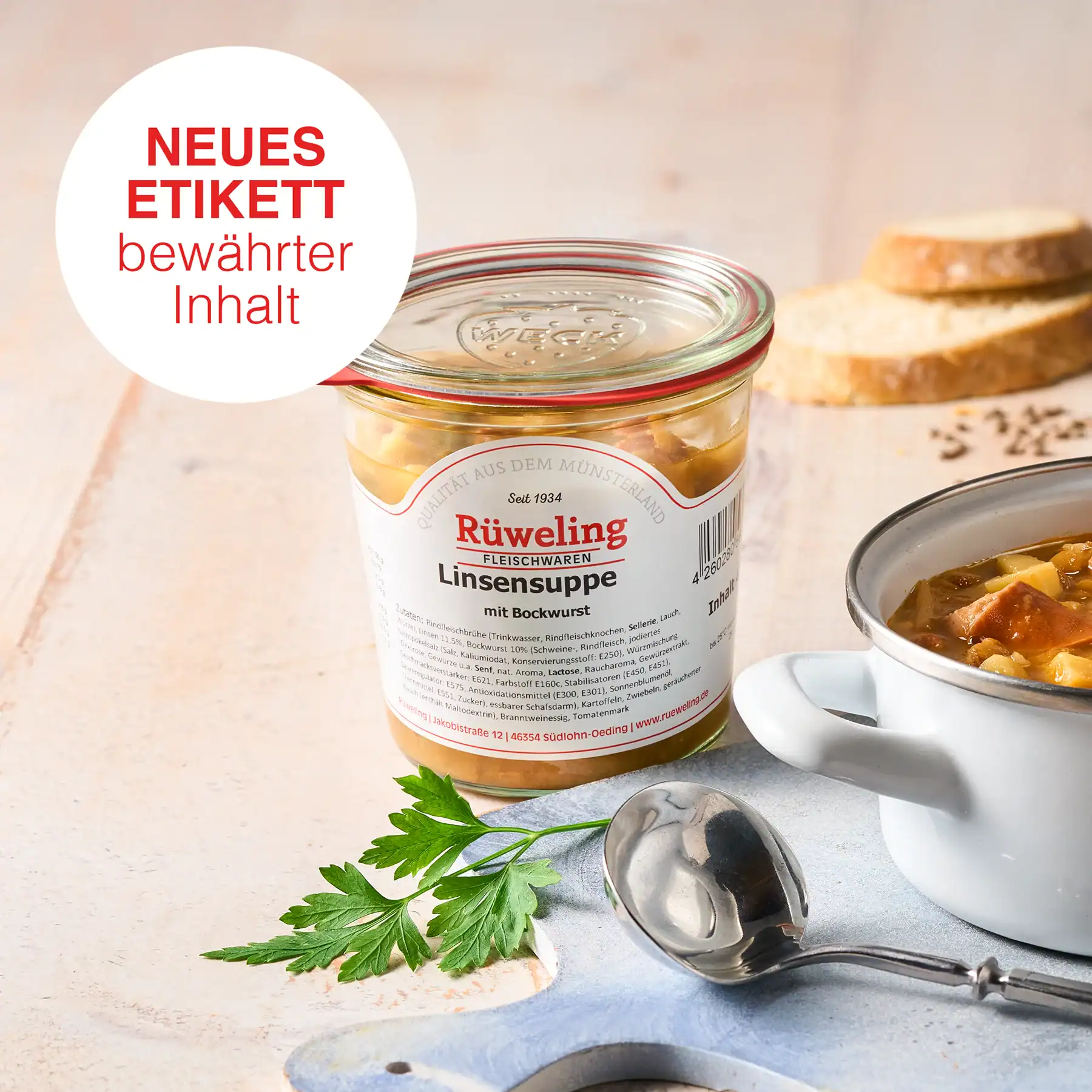 Linsensuppe mit Bockwurst