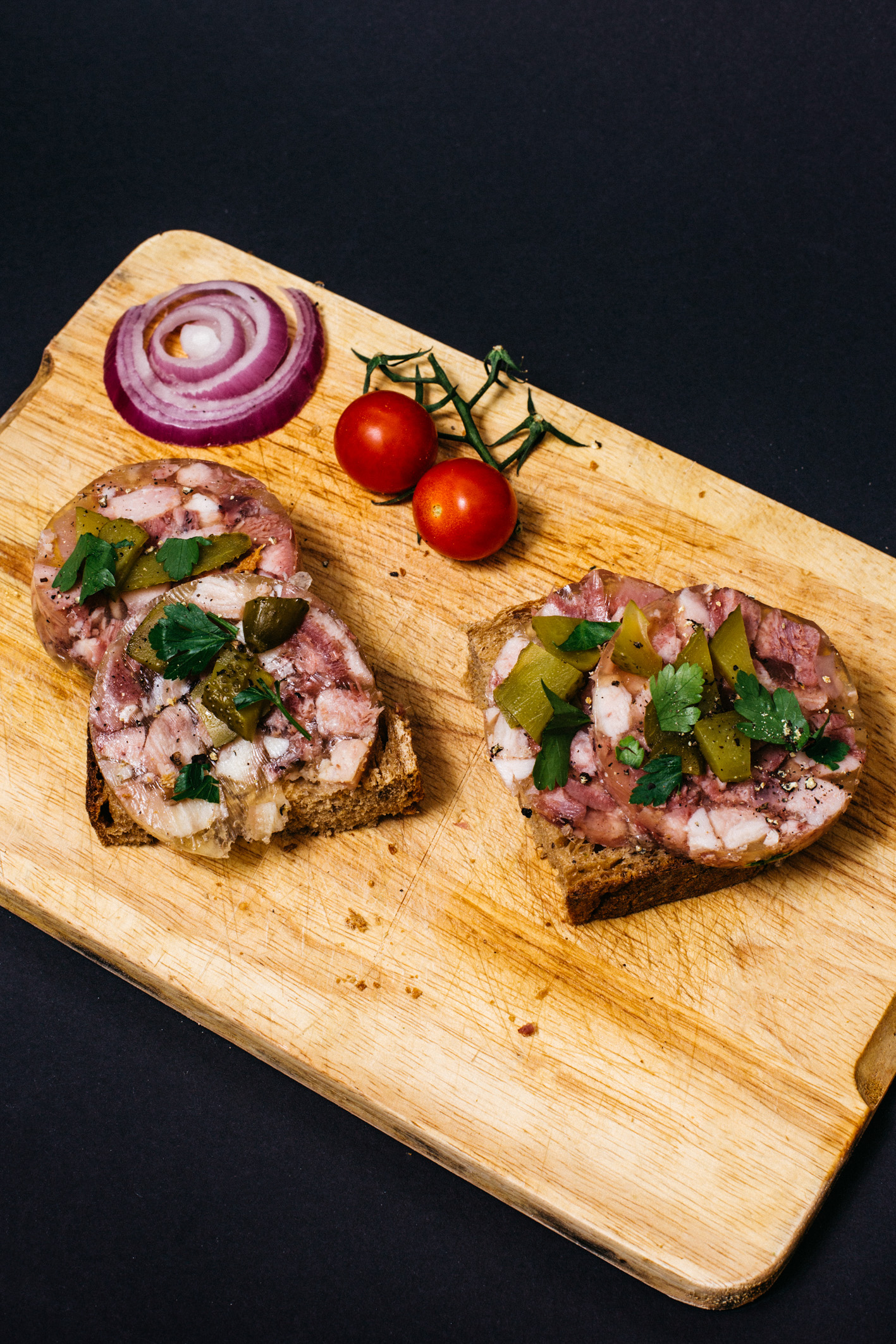 Geschmierte Brot mit Schwartenmagen