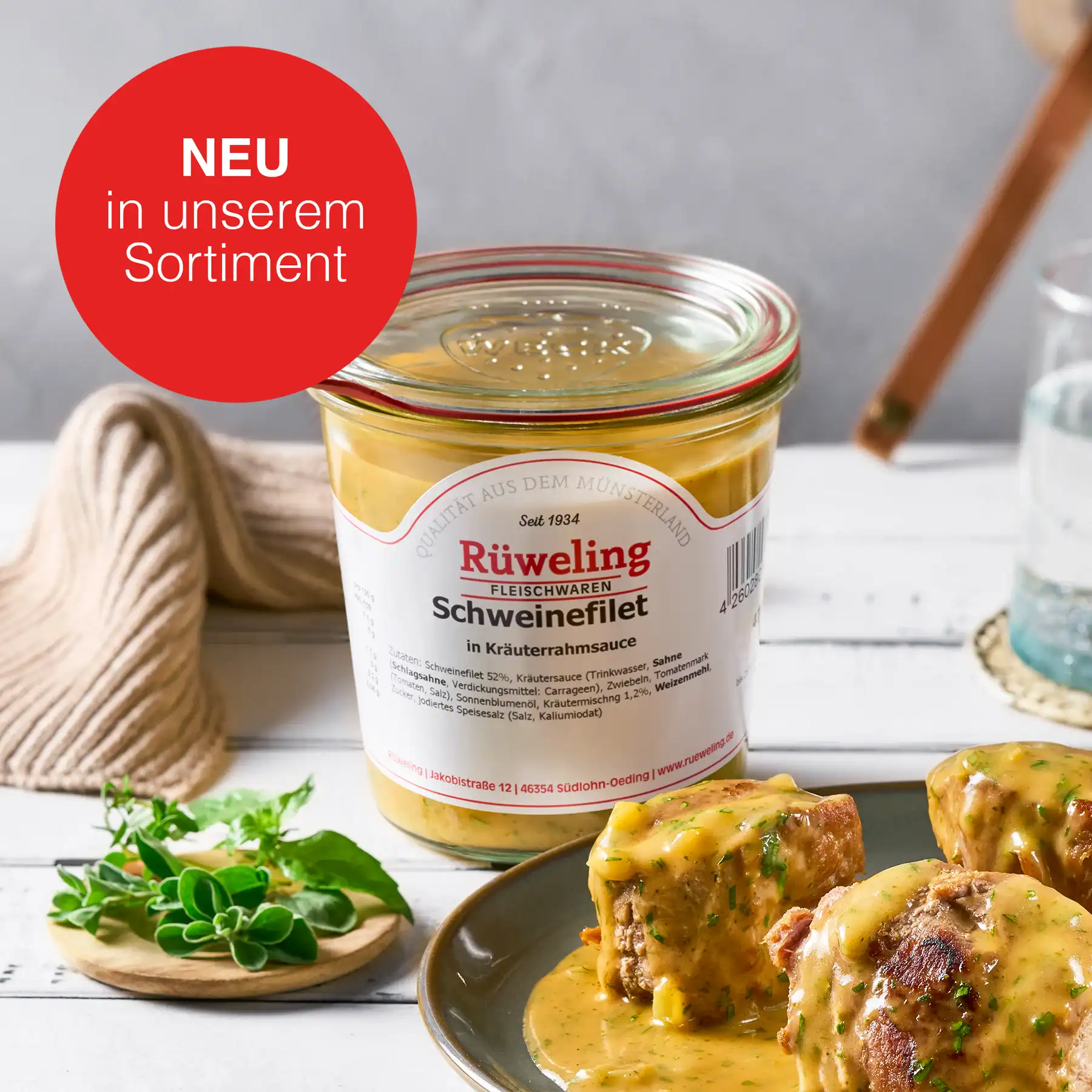 Schweinefilet in Kräuterrahmsauce