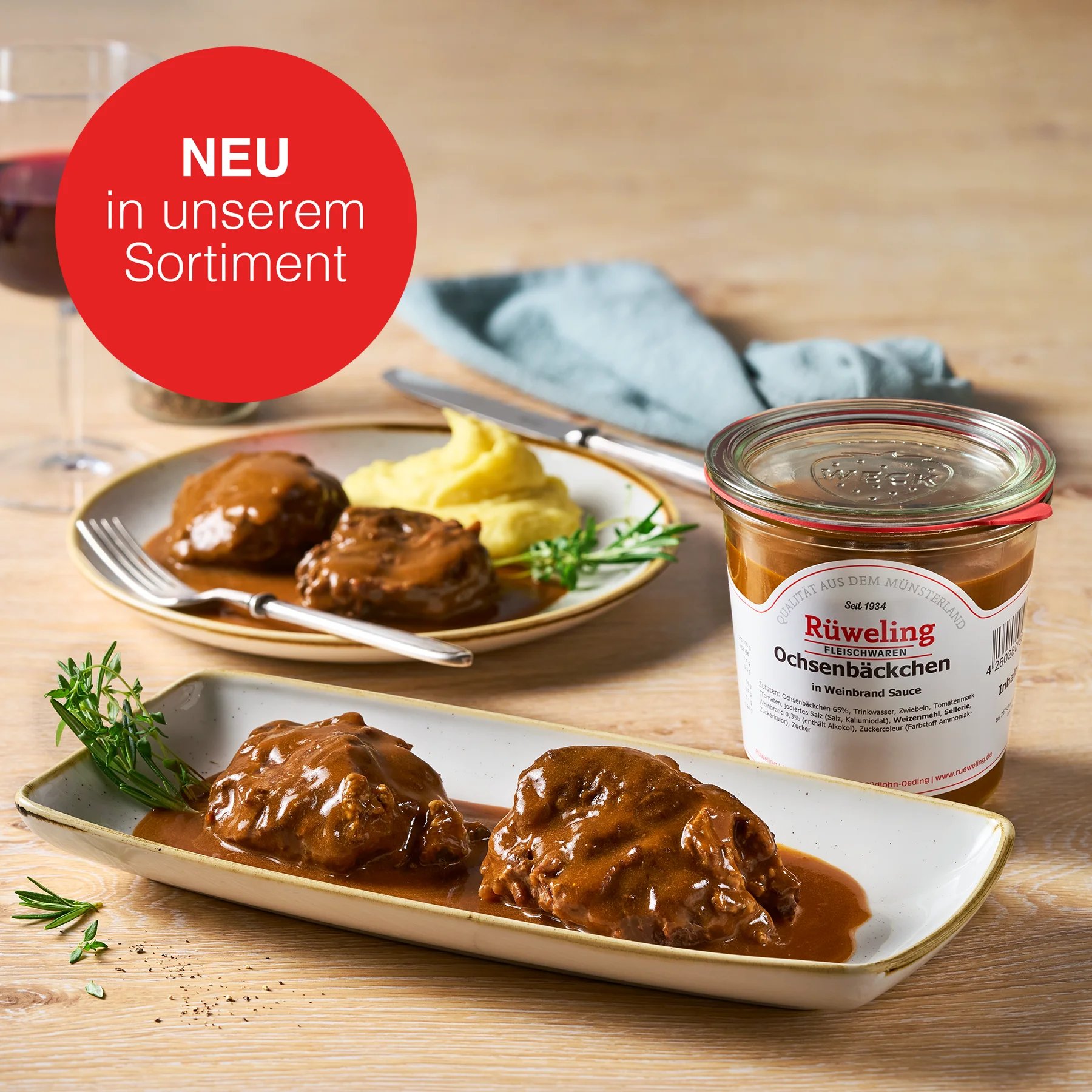 Ochsenbäckchen in Weinbrandsauce